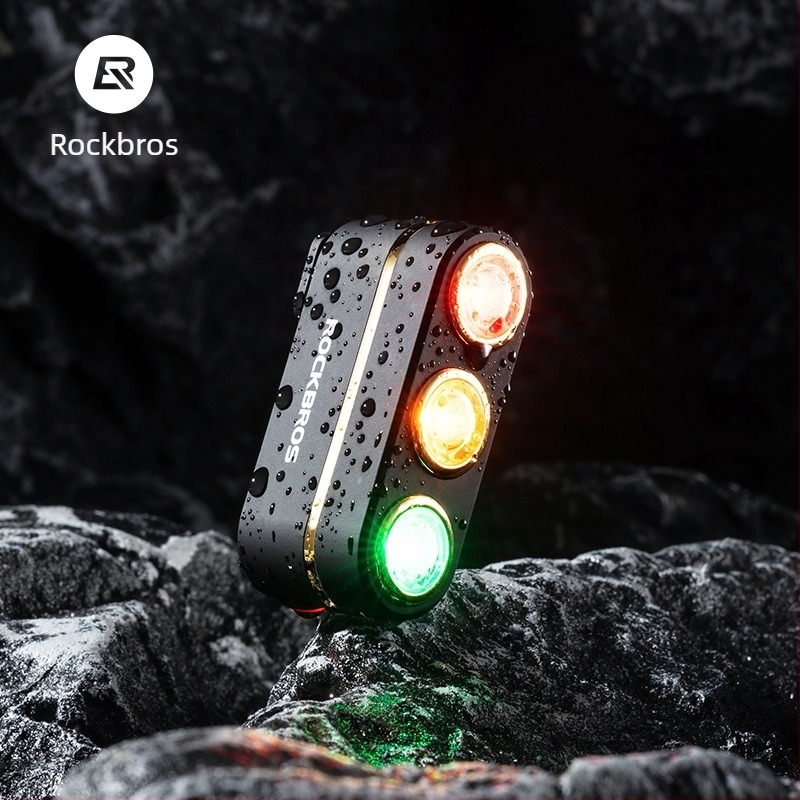 ROCKBROS Lumină de spate pentru bicicletă cu inducție de frână pentru biciclete de munte și de oraș, plimbări nocturne, personalizare disponibilă