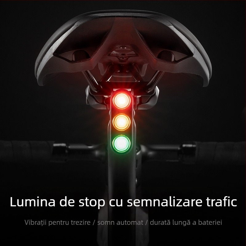 ROCKBROS Lumină de spate pentru bicicletă cu inducție de frână pentru biciclete de munte și de oraș, plimbări nocturne, personalizare disponibilă