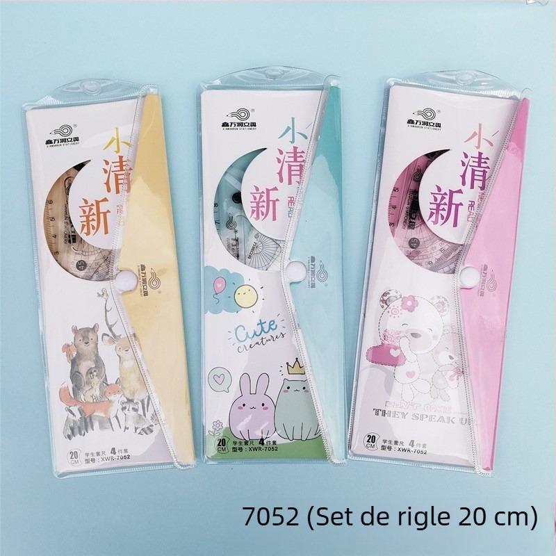 Set de 4 rigle transparente din plastic, cu design de desene animate, pentru elevi din învățământul primar