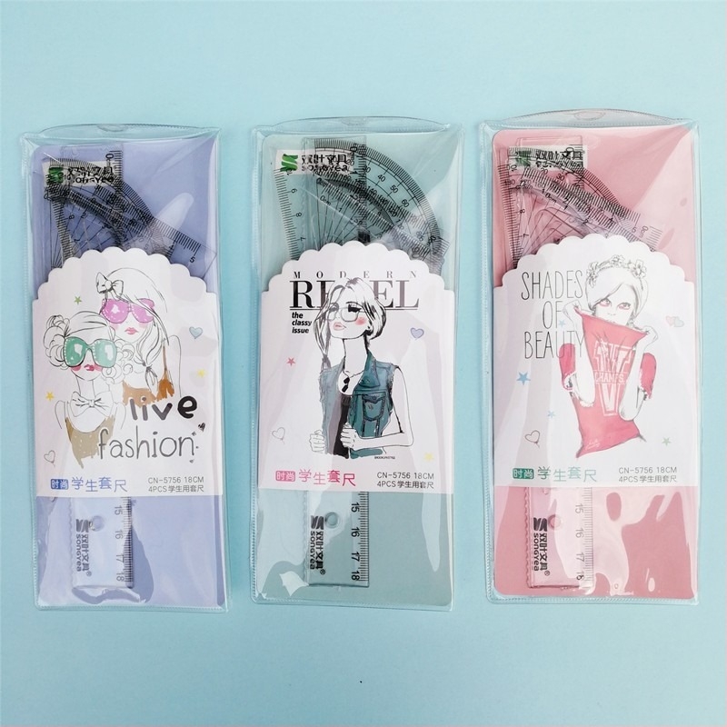 Set de 4 rigle transparente din plastic, cu design de desene animate, pentru elevi din învățământul primar