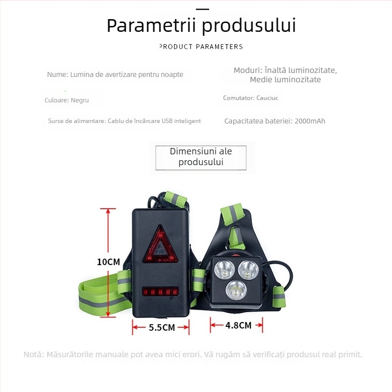 Lumină LED pentru piept pentru alergare în aer liber și alergare de noapte | Ambusher brand | Personalizare a procesării disponibilă | Fără import | Etichetă privată licențiată