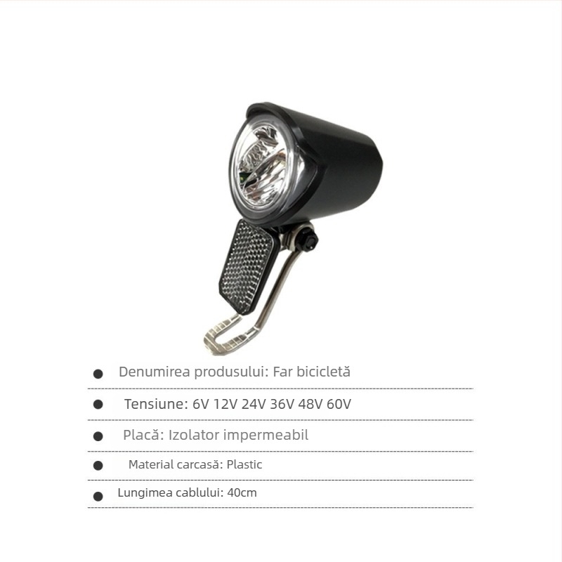 Far frontal LED pentru scuter DH004 — conector impermeabil, montaj cu șuruburi