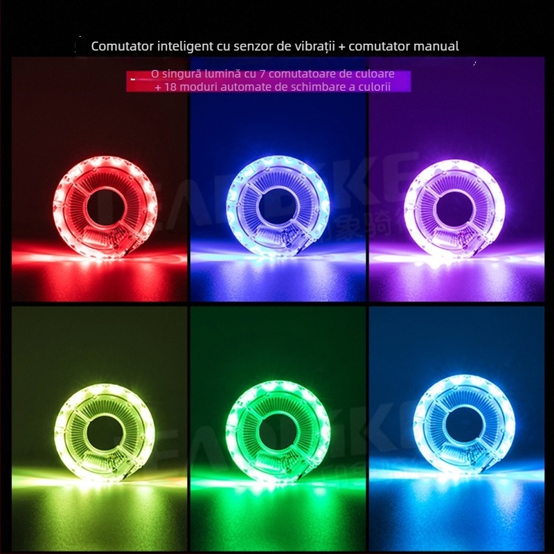 Lumină încărcabilă pentru spițe de bicicletă cu iluminare decorativă a roților pentru biciclete de munte, Hissuke, certificat CE