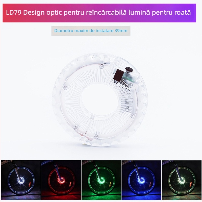 Lumină încărcabilă pentru spițe de bicicletă cu iluminare decorativă a roților pentru biciclete de munte, Hissuke, certificat CE