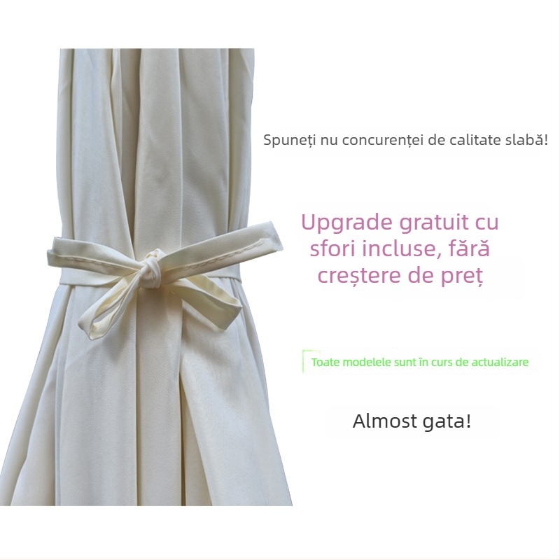 Pânză de înlocuire pentru umbrelă banană cu tijă centrală pentru curte — poliester 210T, 6 brațe din fier, cadru și mâner din fier, UPF > 30, deschidere manuală