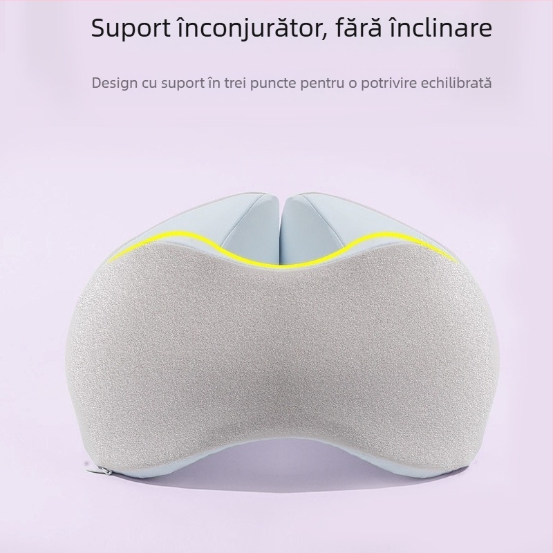 Perne portabile U pentru gât din spumă cu memorie, cu design detașabil pentru călătorii și zboruri