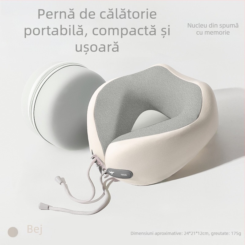 Perne portabile U pentru gât din spumă cu memorie, cu design detașabil pentru călătorii și zboruri