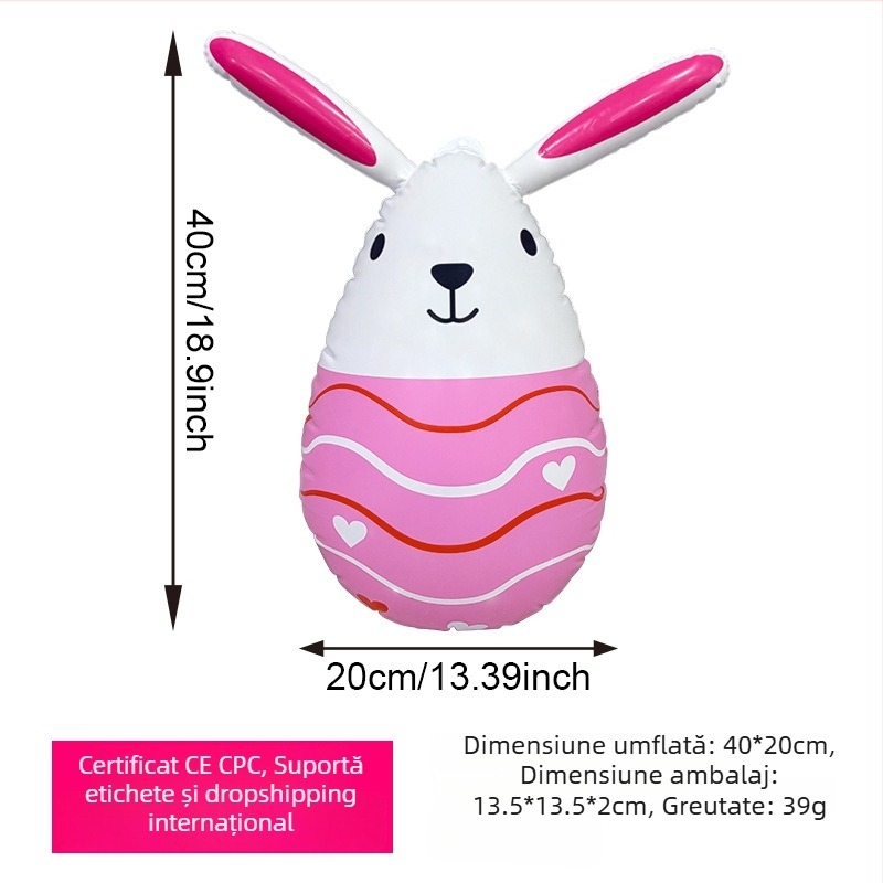 Mingyang iepure gonflabil decor de Paște – ouă de Paște, PVC, pentru festivaluri în aer liber și camping, jucărie interactivă pentru vârsta 7–14 ani