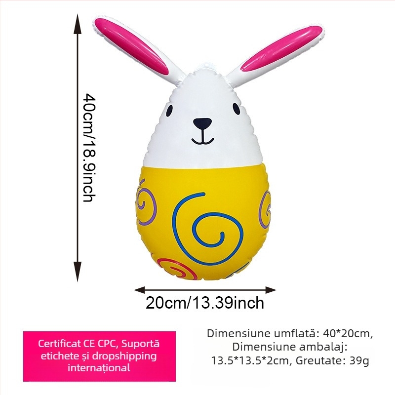 Mingyang iepure gonflabil decor de Paște – ouă de Paște, PVC, pentru festivaluri în aer liber și camping, jucărie interactivă pentru vârsta 7–14 ani