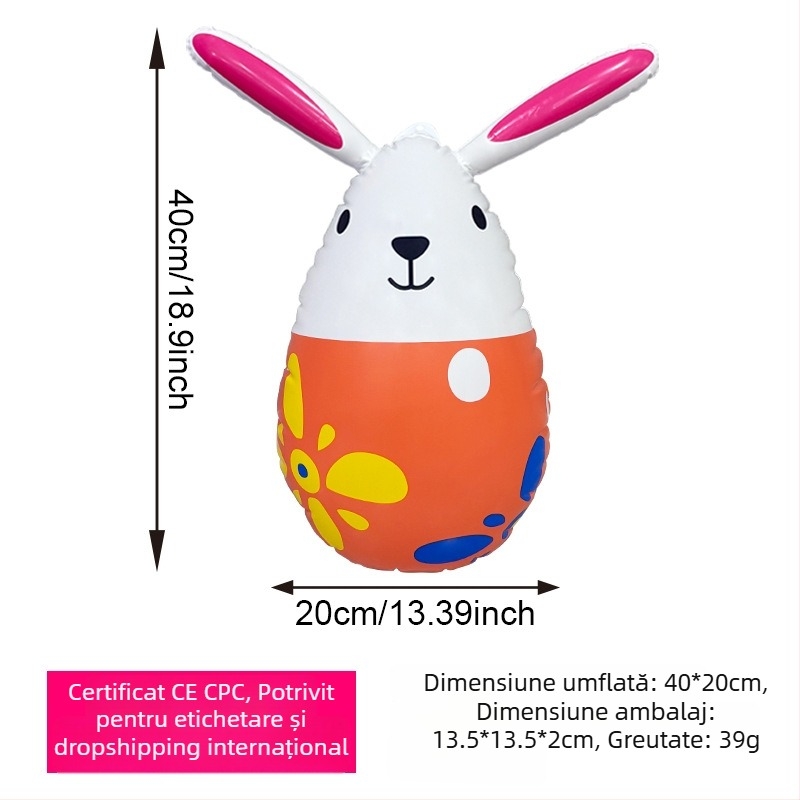 Mingyang iepure gonflabil decor de Paște – ouă de Paște, PVC, pentru festivaluri în aer liber și camping, jucărie interactivă pentru vârsta 7–14 ani
