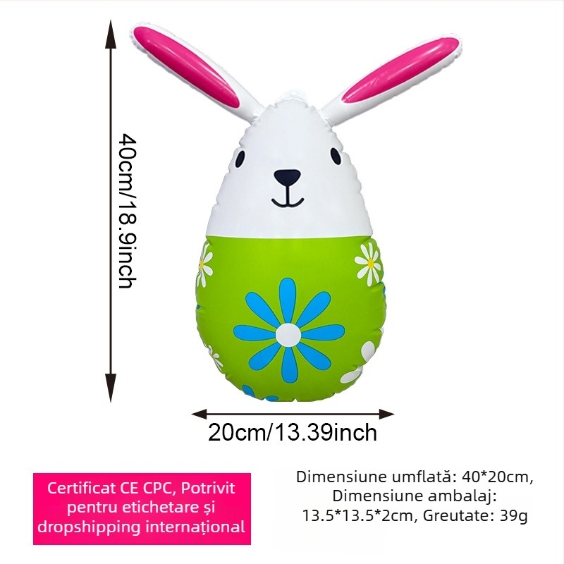 Mingyang iepure gonflabil decor de Paște – ouă de Paște, PVC, pentru festivaluri în aer liber și camping, jucărie interactivă pentru vârsta 7–14 ani
