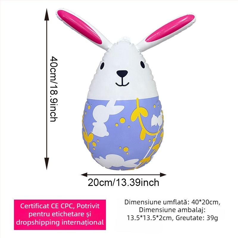 Mingyang iepure gonflabil decor de Paște – ouă de Paște, PVC, pentru festivaluri în aer liber și camping, jucărie interactivă pentru vârsta 7–14 ani