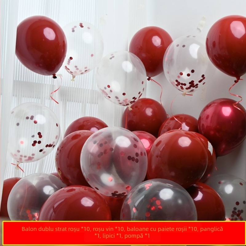 Balon decorativ din latex, dublu strat cu motivul Fericire Dublă, formă 31865, imprimare logo disponibilă, potrivit pentru nunți