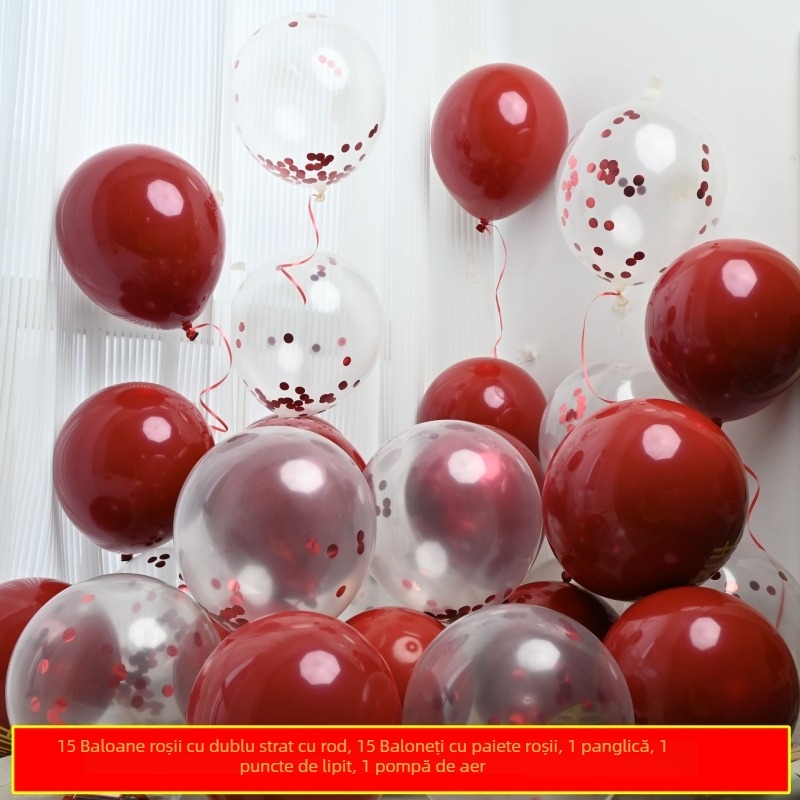 Balon decorativ din latex, dublu strat cu motivul Fericire Dublă, formă 31865, imprimare logo disponibilă, potrivit pentru nunți