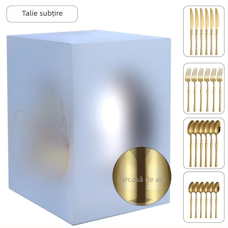 Set tacâmuri din oțel inoxidabil în formă de inimă, 24 de piese, finisaj oglindă; oțel inoxidabil 410, stil nordic/vestic