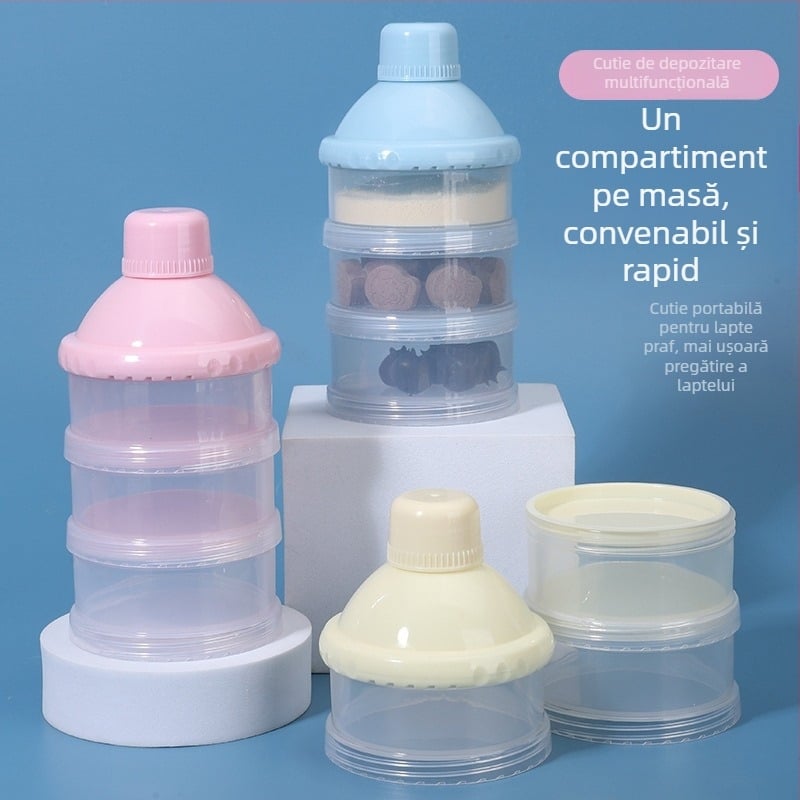 Star cutie pentru lapte praf bebelușilor, 3 etaje sau 4 etaje, compartimente independente, recipient portabil rotativ pentru lapte praf, 0-3 ani