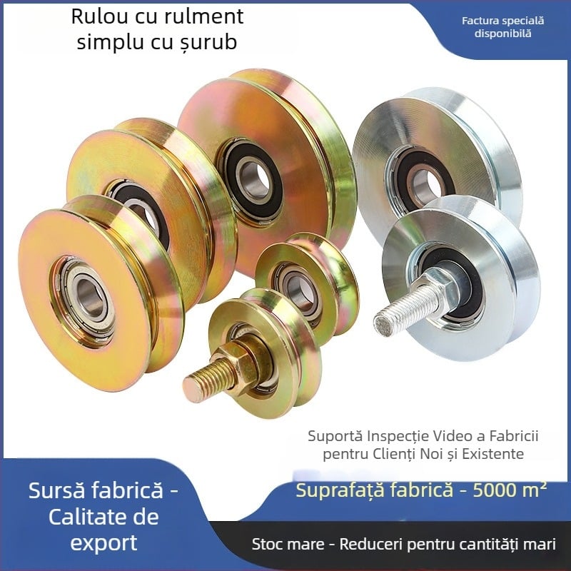 Roată pentru ușă glisantă, cu un singur rulment, în formă de V, galvanizată, îngroșată