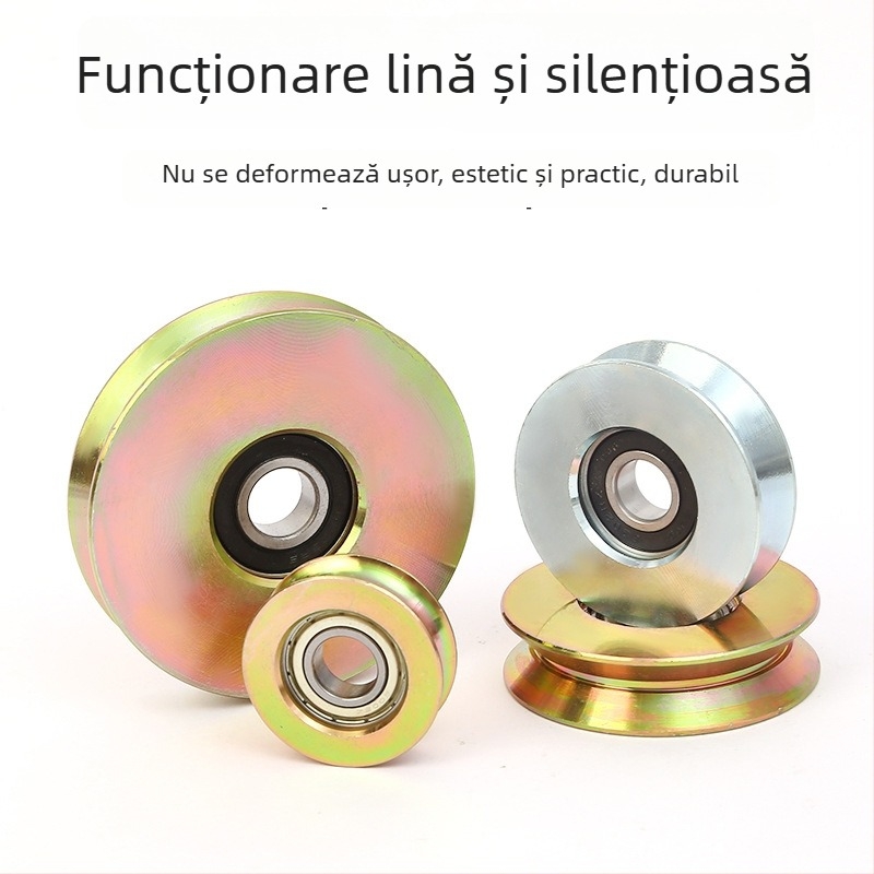 Roată pentru ușă glisantă, cu un singur rulment, în formă de V, galvanizată, îngroșată