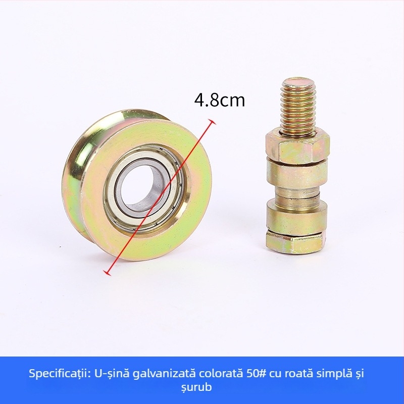 Roată pentru ușă glisantă, cu un singur rulment, în formă de V, galvanizată, îngroșată