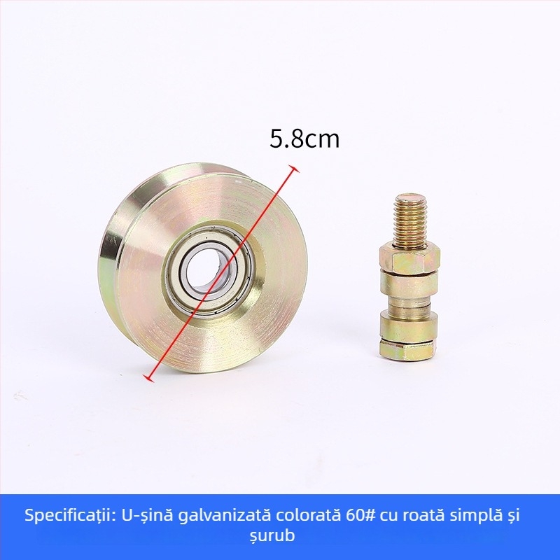 Roată pentru ușă glisantă, cu un singur rulment, în formă de V, galvanizată, îngroșată