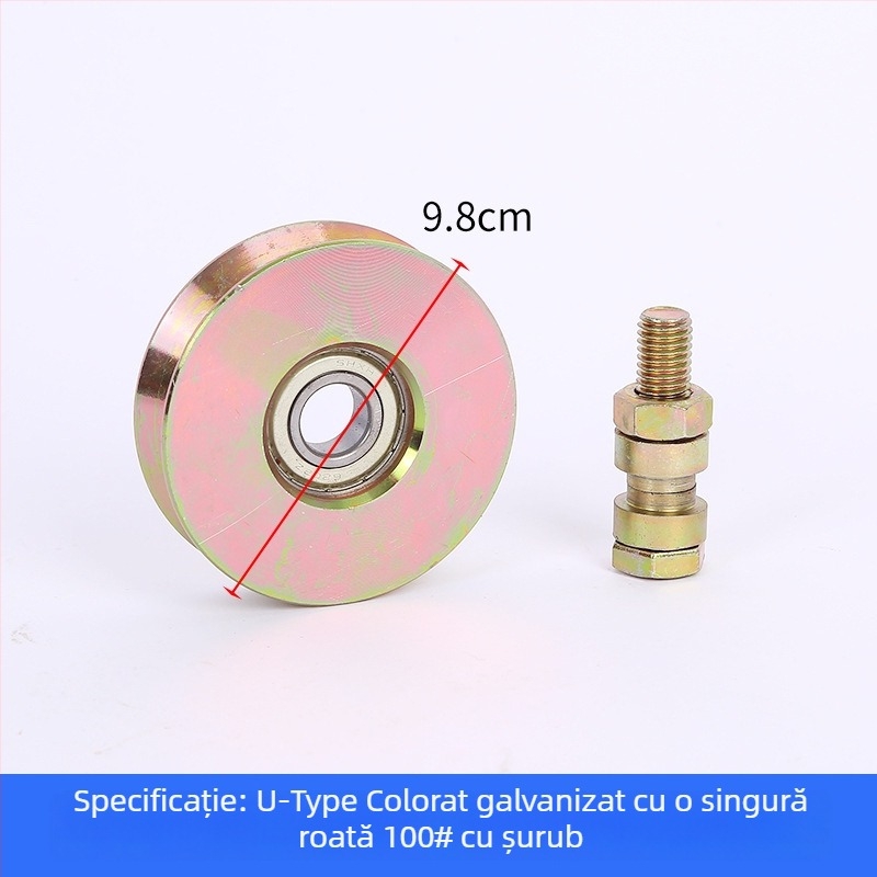 Roată pentru ușă glisantă, cu un singur rulment, în formă de V, galvanizată, îngroșată