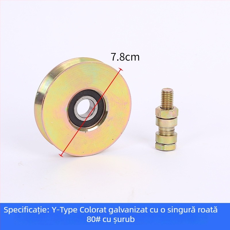 Roată pentru ușă glisantă, cu un singur rulment, în formă de V, galvanizată, îngroșată