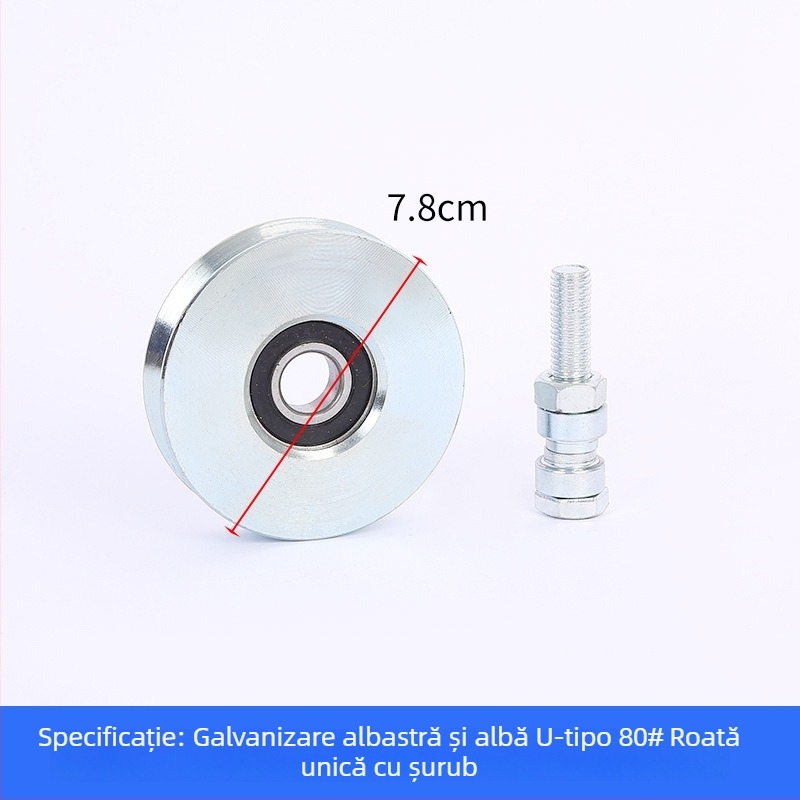 Roată pentru ușă glisantă, cu un singur rulment, în formă de V, galvanizată, îngroșată