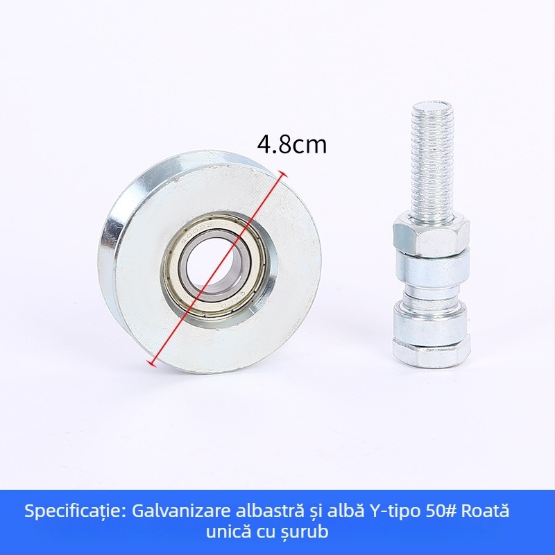 Roată pentru ușă glisantă, cu un singur rulment, în formă de V, galvanizată, îngroșată