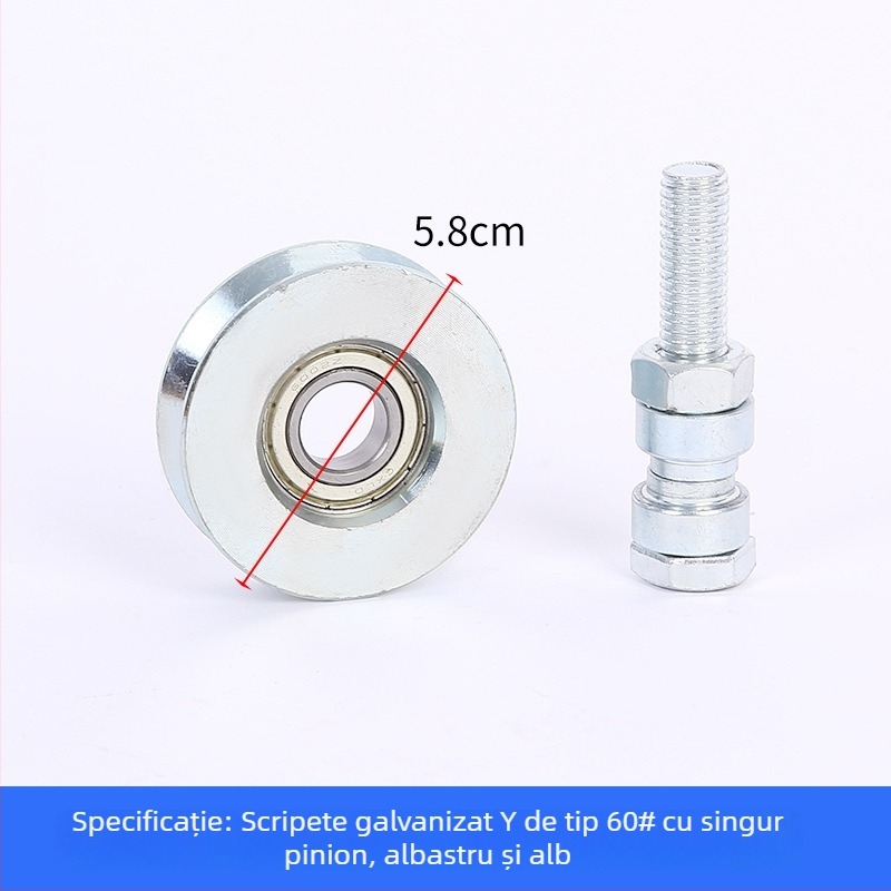 Roată pentru ușă glisantă, cu un singur rulment, în formă de V, galvanizată, îngroșată