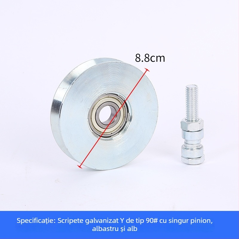 Roată pentru ușă glisantă, cu un singur rulment, în formă de V, galvanizată, îngroșată