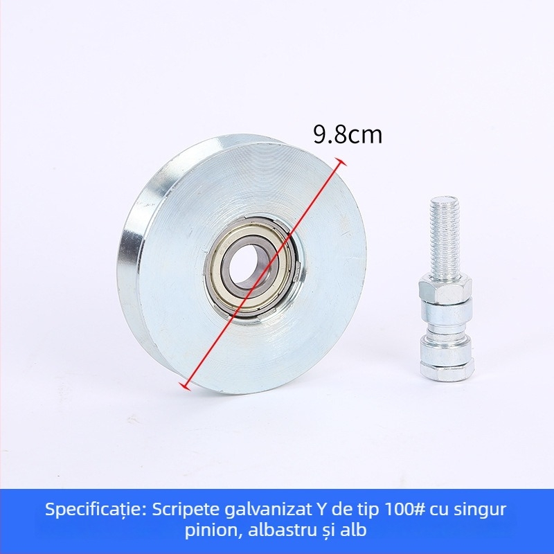 Roată pentru ușă glisantă, cu un singur rulment, în formă de V, galvanizată, îngroșată