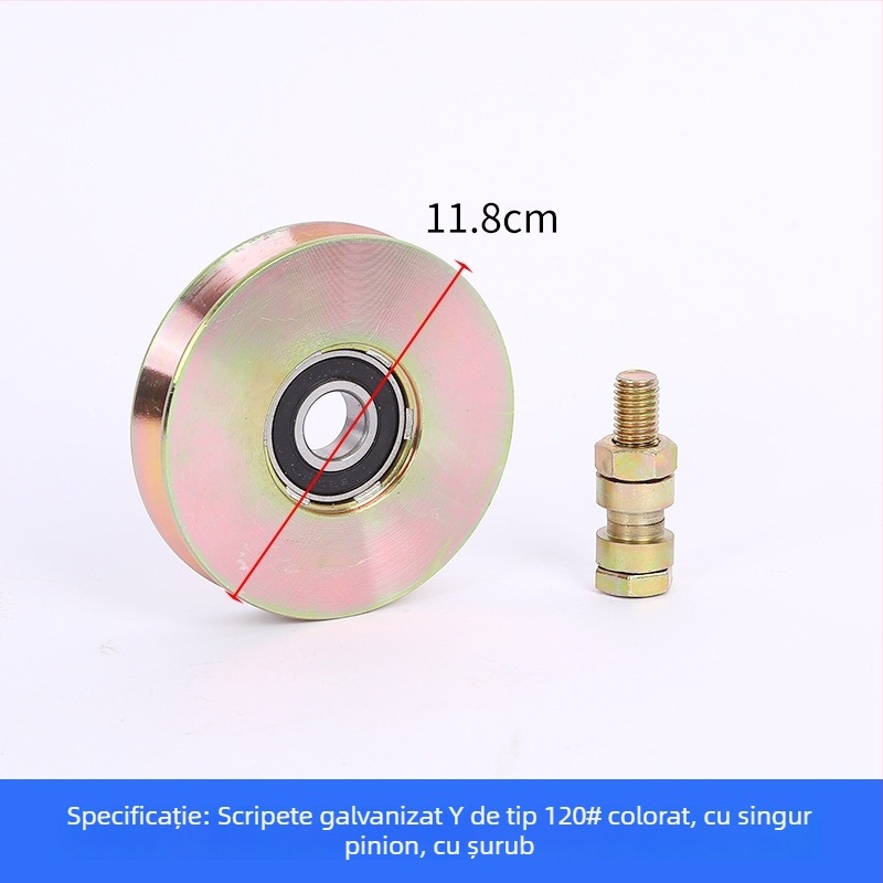 Roată pentru ușă glisantă, cu un singur rulment, în formă de V, galvanizată, îngroșată