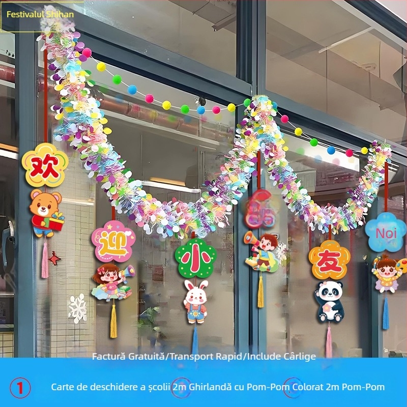 Penglv Accesorii pentru amenajarea sălii — ghirlande, panglici și drapele în stil desen animat pentru decorarea sălii de clasă (sezonul de absolvire)