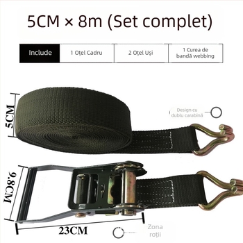 Curea de prindere a încărcăturii pentru autovehicule, din poliester, cu tensionator cu clichet pentru camioane (tensionator îmbunătățit) — Brand Lu Chen; Domeniu: Fixarea mărfurilor în camioane; Origine: Linyi