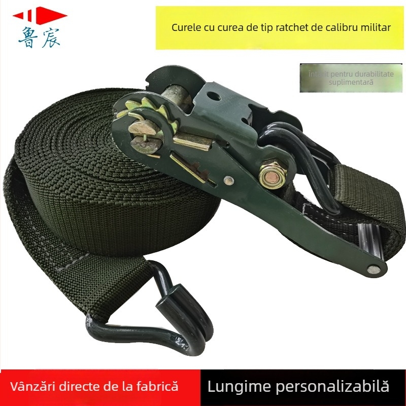 Curea de prindere a încărcăturii pentru autovehicule, din poliester, cu tensionator cu clichet pentru camioane (tensionator îmbunătățit) — Brand Lu Chen; Domeniu: Fixarea mărfurilor în camioane; Origine: Linyi