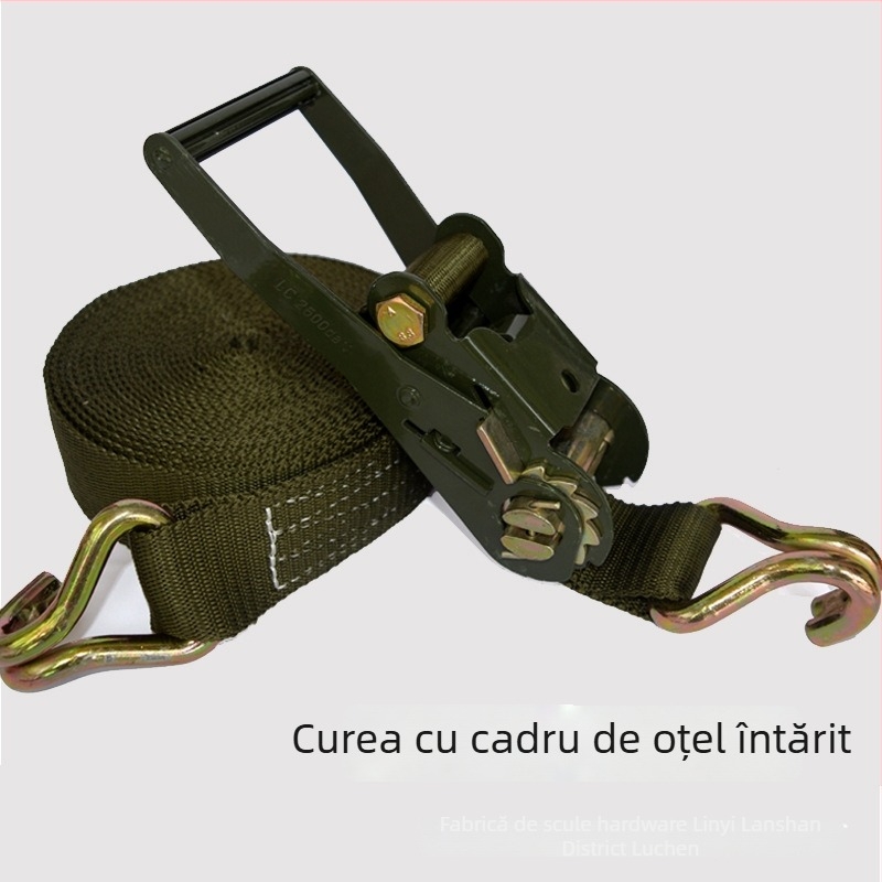 Curea de prindere a încărcăturii pentru autovehicule, din poliester, cu tensionator cu clichet pentru camioane (tensionator îmbunătățit) — Brand Lu Chen; Domeniu: Fixarea mărfurilor în camioane; Origine: Linyi