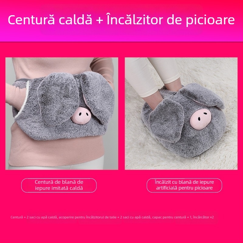 Papuci de casă încălziți cu încărcare USB, talpă încălzită, din piele naturală, unisex
