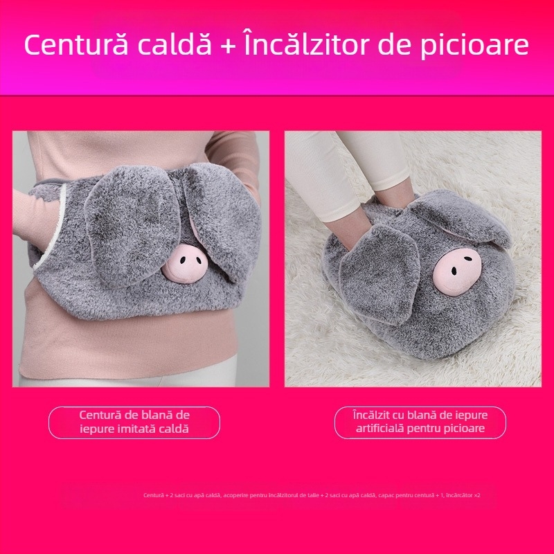 Papuci de casă încălziți cu încărcare USB, talpă încălzită, din piele naturală, unisex
