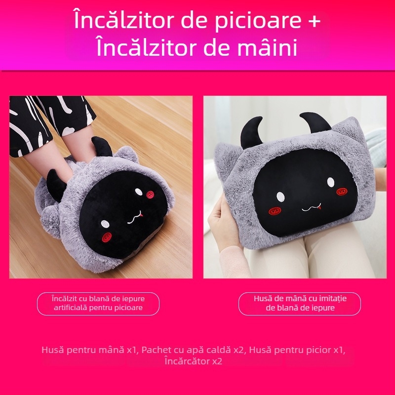 Papuci de casă încălziți cu încărcare USB, talpă încălzită, din piele naturală, unisex