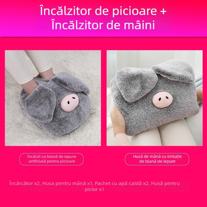 Papuci de casă încălziți cu încărcare USB, talpă încălzită, din piele naturală, unisex