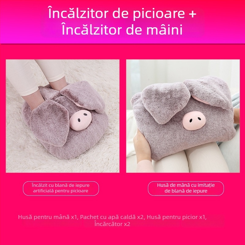 Papuci de casă încălziți cu încărcare USB, talpă încălzită, din piele naturală, unisex