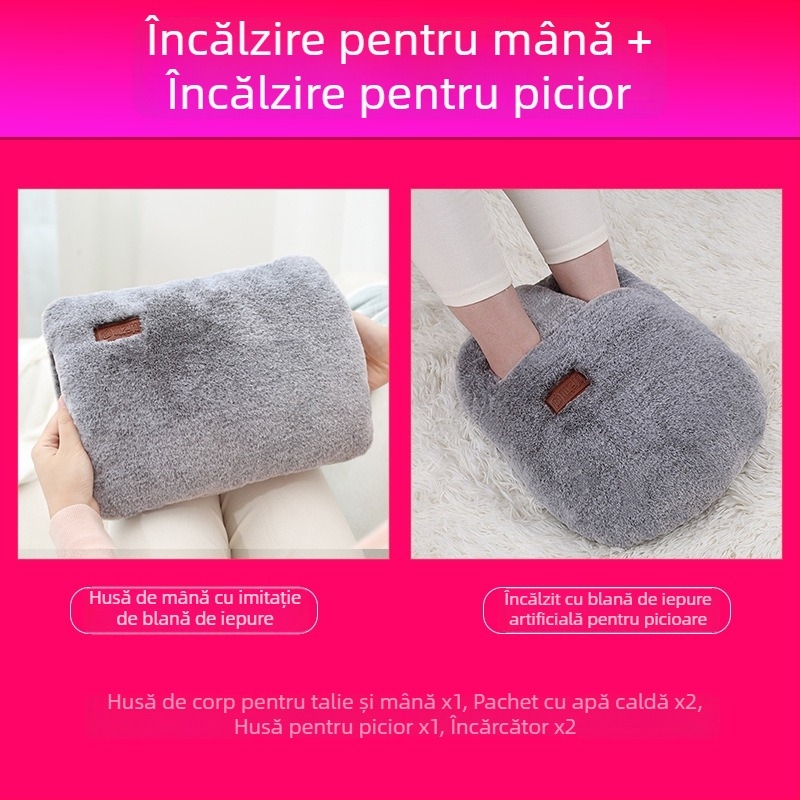 Papuci de casă încălziți cu încărcare USB, talpă încălzită, din piele naturală, unisex