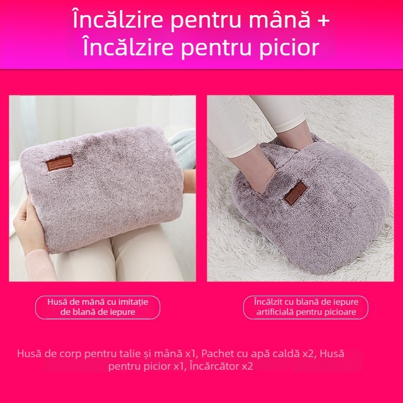 Papuci de casă încălziți cu încărcare USB, talpă încălzită, din piele naturală, unisex