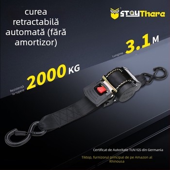 Bandă elastică retractabilă pentru prindere cu buton, îngroșată, fără amortizor, pentru camioane