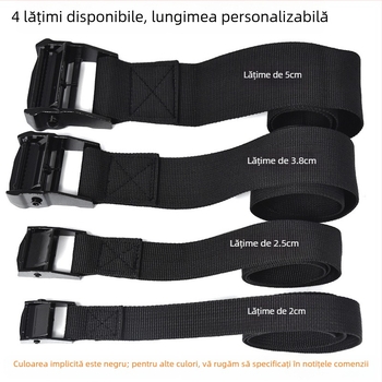 Curea de strâns din nylon cu cataramă din aliaj de zinc pentru fixarea auto și motocicletă; Material: cataramă din aliaj de zinc + bandă nylon; Utilizare: ambalare și legare