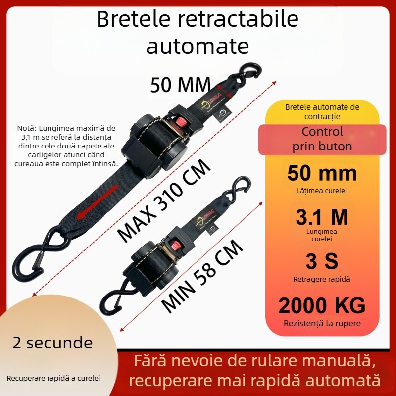 Șnur reglabil de prindere din poliester pentru autoturisme și motociclete, pentru mutare și fixare