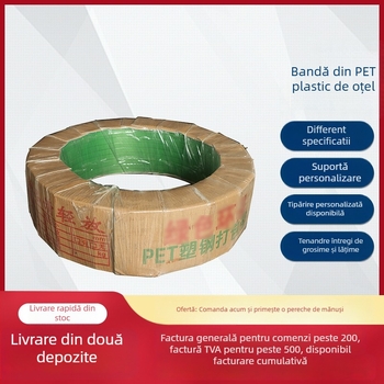 Bandă PET pentru ambalare manuală, model 1608, grosime 0,8 mm, rezistență la tracțiune ridicată