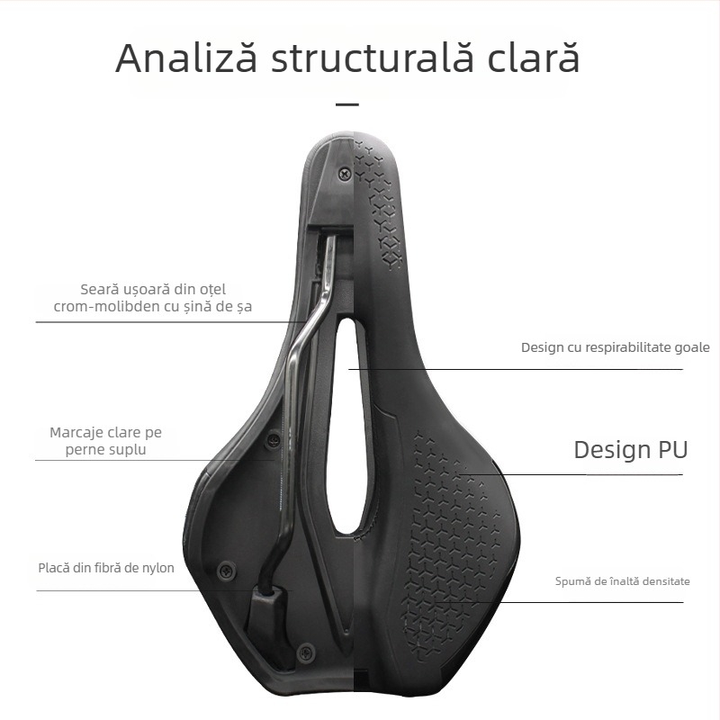Șa de bicicletă CYCLE ZONE, model cu șine duble, piele PU antiderapantă și burete cu densitate mare, potrivită pentru biciclete de munte și de șosea.