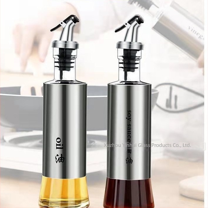 Sticlă de ulei din sticlă cu scară de măsurare – recipient de bucătărie pentru sosuri, sos de soia, oțet și vin de gătit