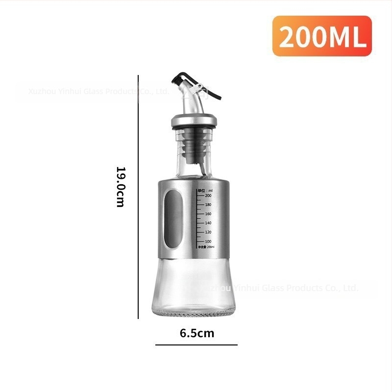 Sticlă de ulei din sticlă cu scară de măsurare – recipient de bucătărie pentru sosuri, sos de soia, oțet și vin de gătit